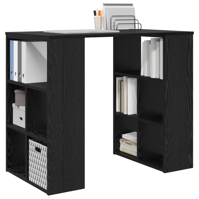 vidaXL - Bureau - Zwart - Eiken - Bewerkt - hout - 90 - x - 50 - x - 75 - cm