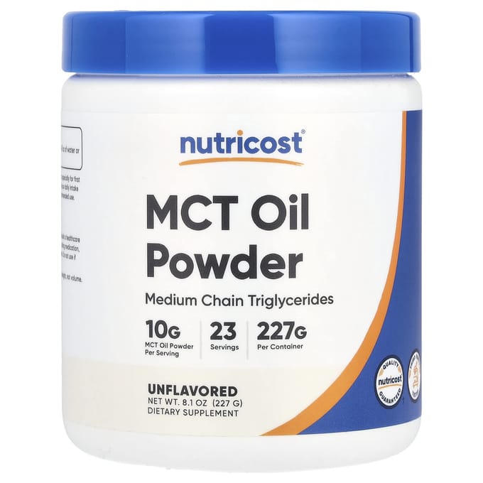 Nutricost, MCT Olie Poeder, Ongezoet, 8.1 oz (227 gr)