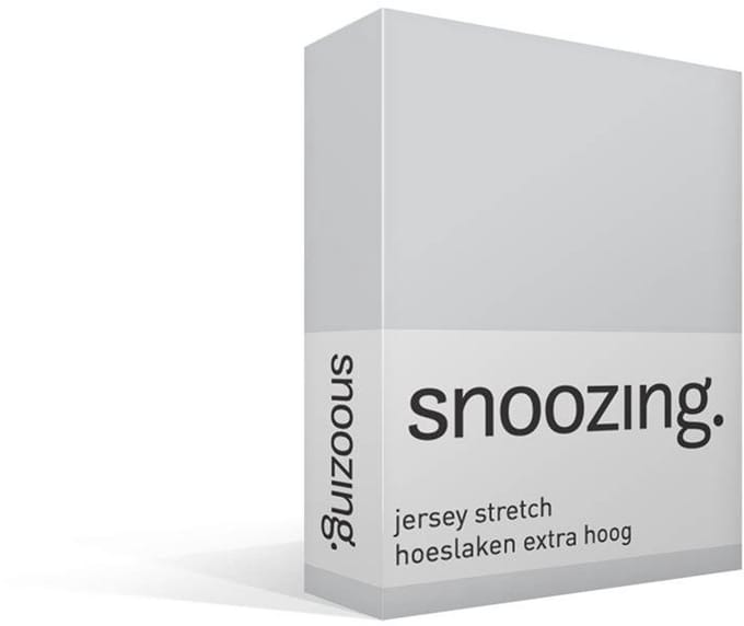 Snoozing Jersey Stretch - Hoeslaken - Extra Hoog - Eenpersoons - 90/100x200/220 cm - Grijs