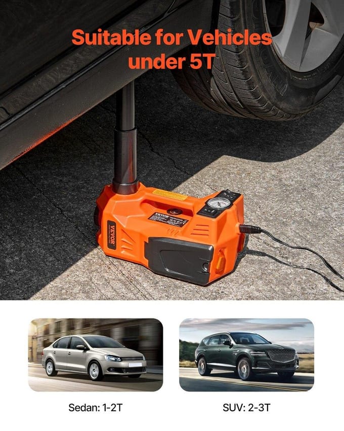 Verstelbare Elektrische Auto Krik 5 Ton / 11000 lbs Krik set met Veilig Hamer