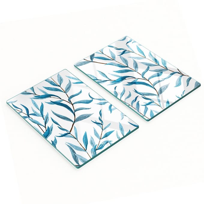Multifunctionele decoratieve glazen borden met bladprint 2x40x52 cm