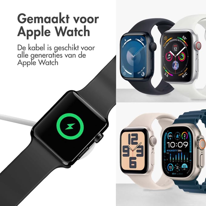 imoshion Draadloze Oplader - Geschikt voor de Apple Watch - 2-in-1 USB-A & USB-C - 1 meter