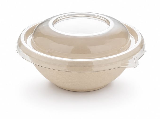 Sabert suikerriet buddha magnetron bowl - 375 ml met deksel - 75 stuks