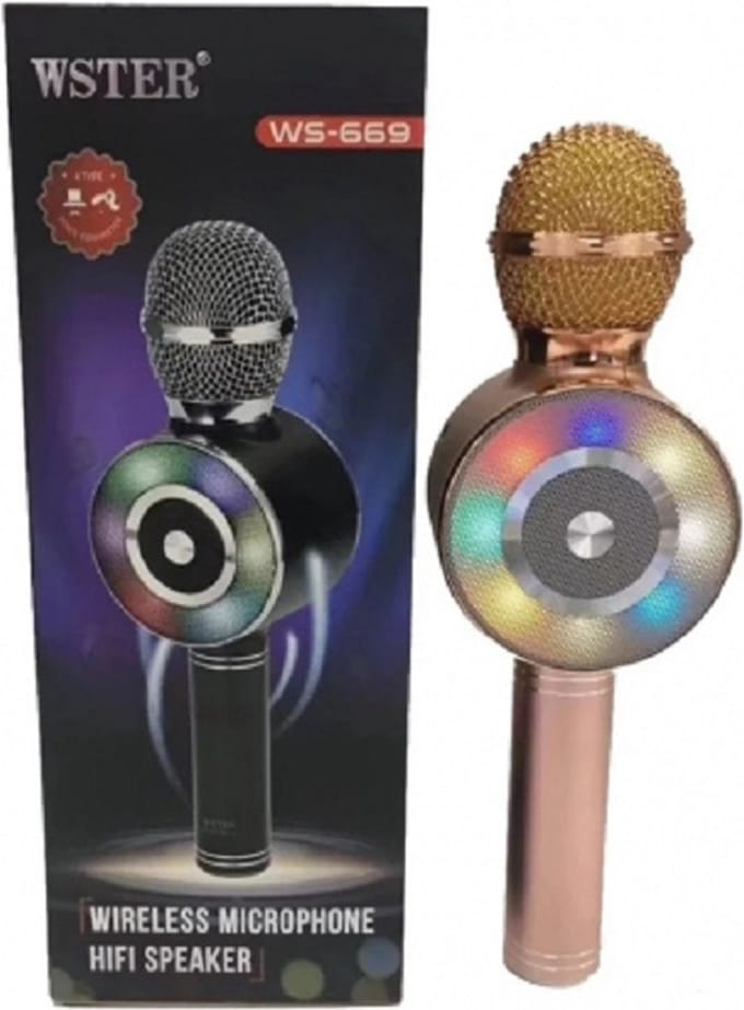 Wireless Microfoon/Bluetooth verbinding microfoon/HIFI Speaker Handheld KTV WS-669 kleur Roze
