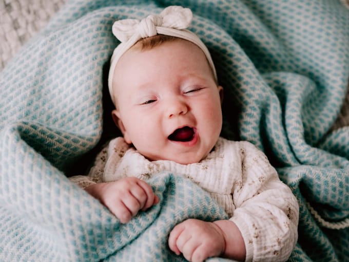 Wiegdeken wol - Pure Baby Love - bee - mint