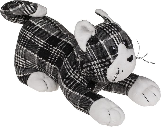 Zware Deurstopper Pluche Kat Zwart Wit Geblokt - 1 KG - Grappige Decoratie
