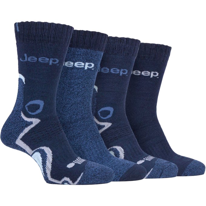 Jeep - 4-pack anti-blaar luxe laarzensokken voor heren - Denim / Marine