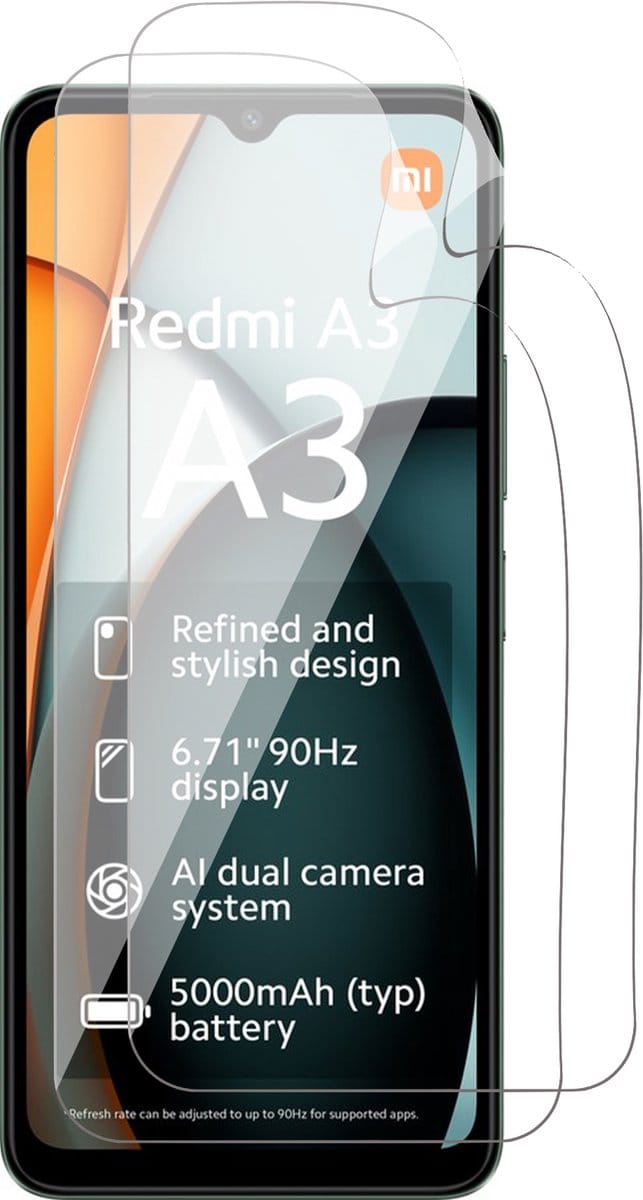 Screenprotector geschikt voor Xiaomi Redmi A3 - 2x FlexGuard Screen Protector
