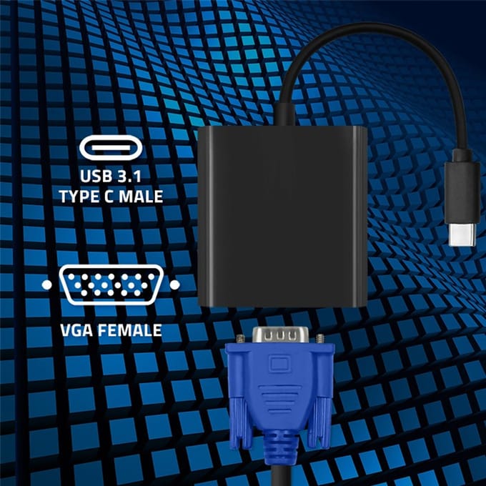 Qoltec USB-C 3.1-adapter |   VGA |   Full HD 1080P |   MHL