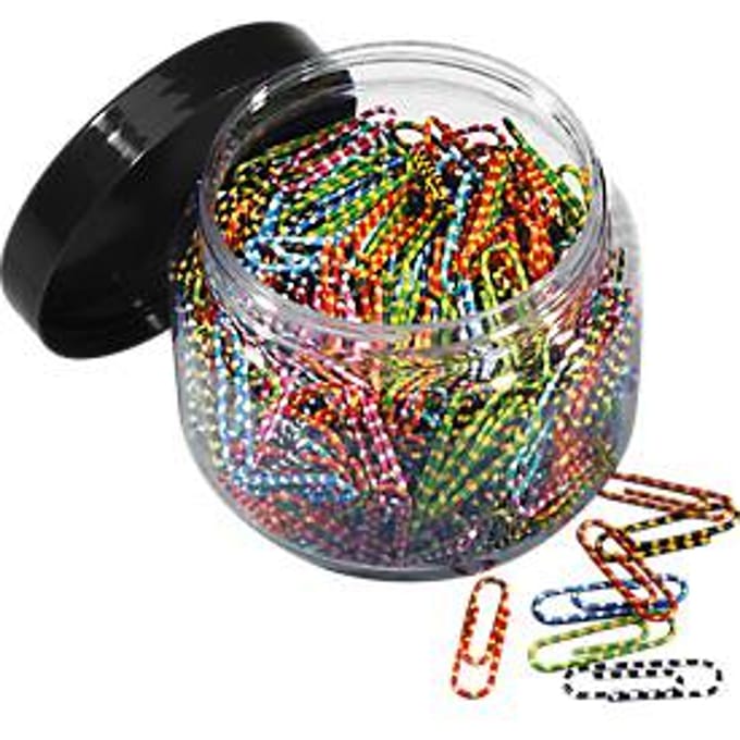 Paperclips, 26 mm, Kunststof coating gestreept, 400 stuks