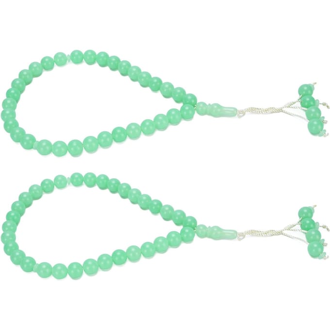 2 Pcs Collier de chapelet lumineux 33 perles 14mm Collier de chapelet lumineux Bracelet white