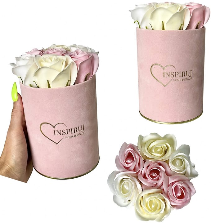 Inspiruj - Flowerbox - Rozen van Zeepbloemen - Roze Doos - Mix Lichtroze