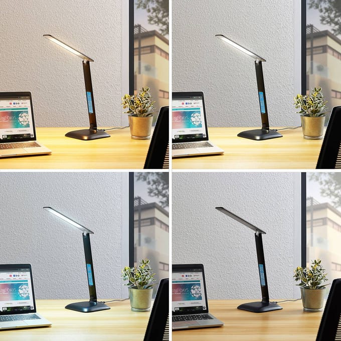 Lindby Ludmilla LED tafellamp, display, zwart