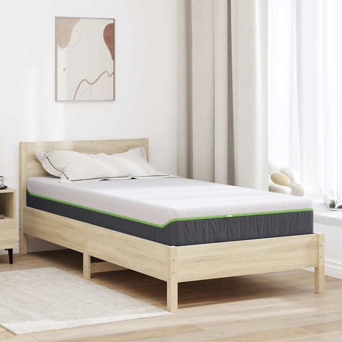 vidaXL - Matras - Wit - en - Grijs - 90 - x - 190 - cm - Jacquard - stof