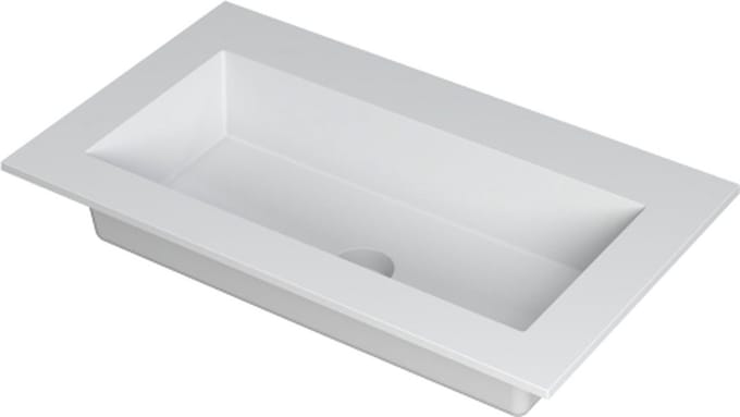 INK® Kraft wastafel polystone enkele bak zonder kraangat 80x45x1cm, mat wit