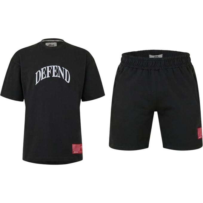 DFND London Heren Defend T-shirt & Shorts Set (Zwart)