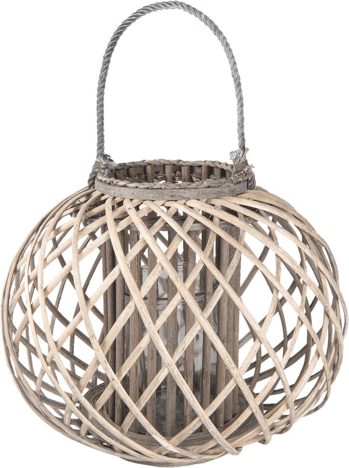 Clayre & Eef Windlicht Ø 47x36 cm Grijs Hout