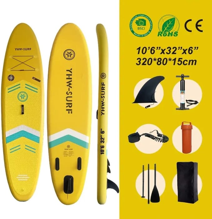 Livano Sup Board - Opblaasbaar - Supboard - Sup Boards - Paddle - Kayak - 320cm - Geel