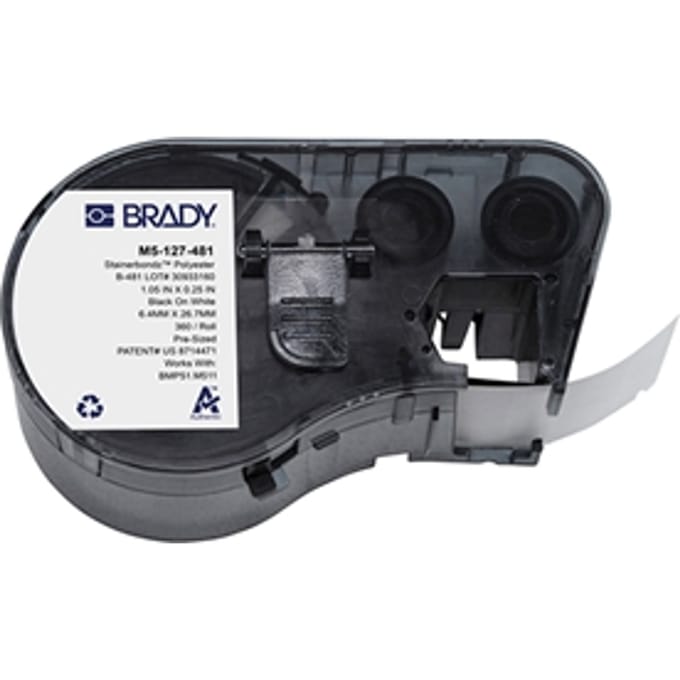 Brady M5-127-481 polyester labels zwart op wit | 26,67 mm x 6,35 mm (origineel)