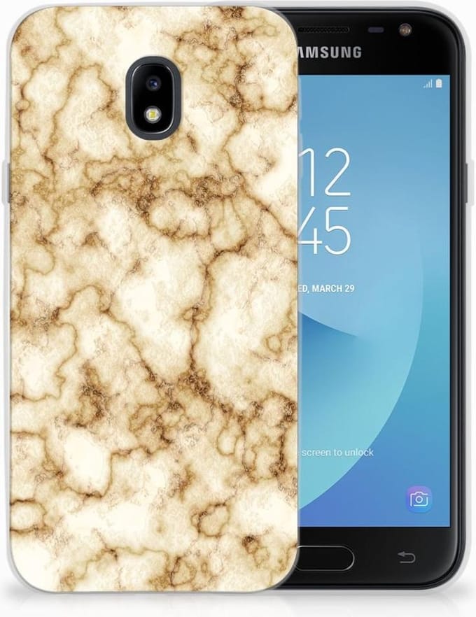 Samsung Galaxy J3 2017 TPU Siliconen Hoesje Marmer Goud