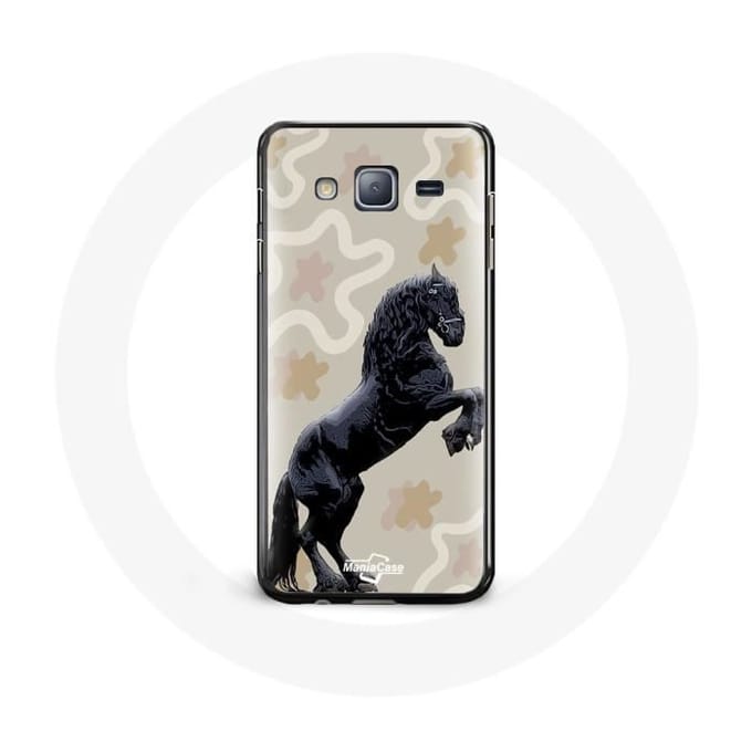 Coque pour Samsung Galaxy J7 Frison Noir Race de cheval