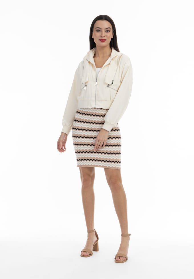 Faina Gebreide midi-rok Dames Beige Veelkleurig