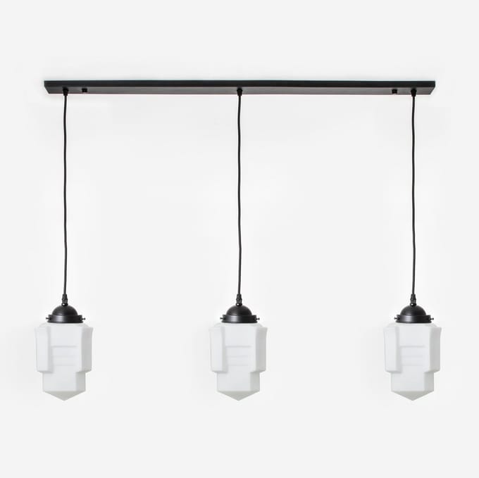 3 x Apollo Mat lampen aan plafondbalk Moonlight - Art Deco Trade
