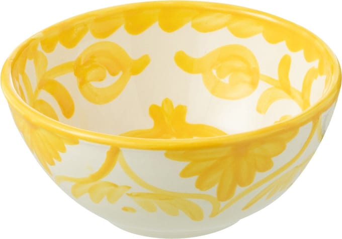 J-Line kom Granada High - keramiek - wit/geel - small - Ø 14 cm