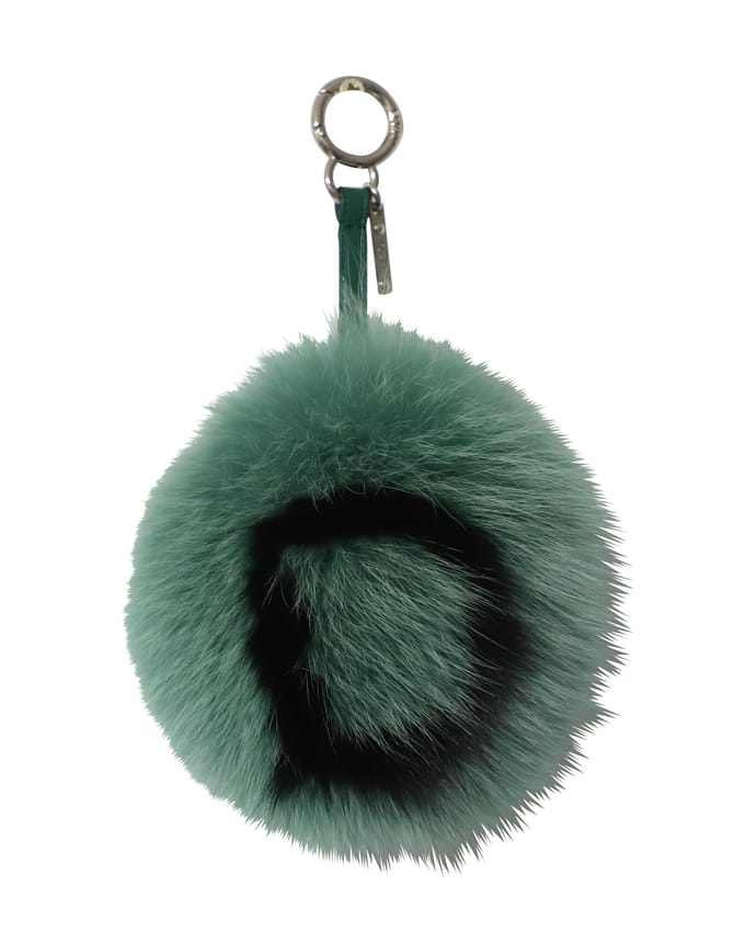 Fendi Initial Pom-Pom Sleutelhanger in Groen Bont