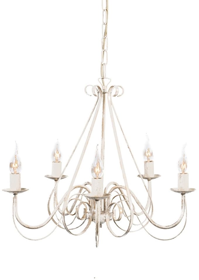 QAZQA Giuseppe 5 - Italiaanse kroonluchter - 5 Lichts - Ø60 cm - wit