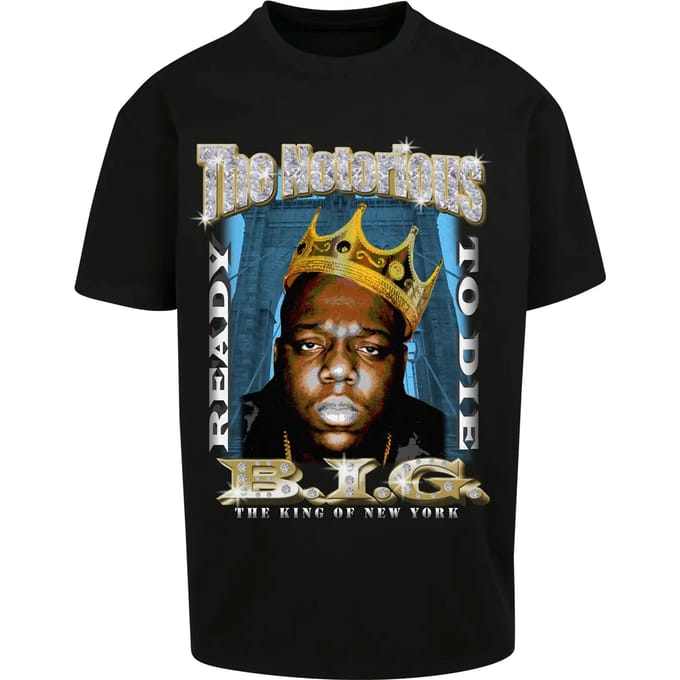 Mister Tee - Biggie Crown Oversize Heren Tshirt - S - Zwart