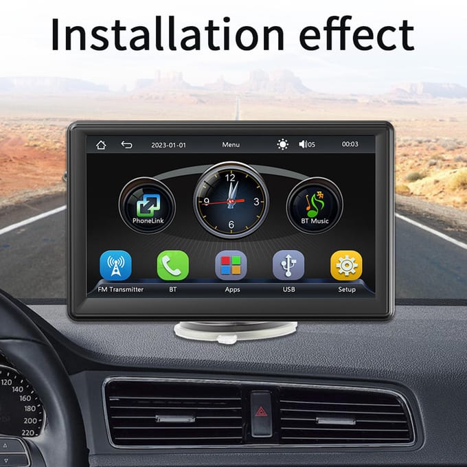 Draagbare Auto MP5 Speler met 7-Inch HD Scherm, Ondersteunt CarPlay, Android Auto, MirrorLink, AHD black