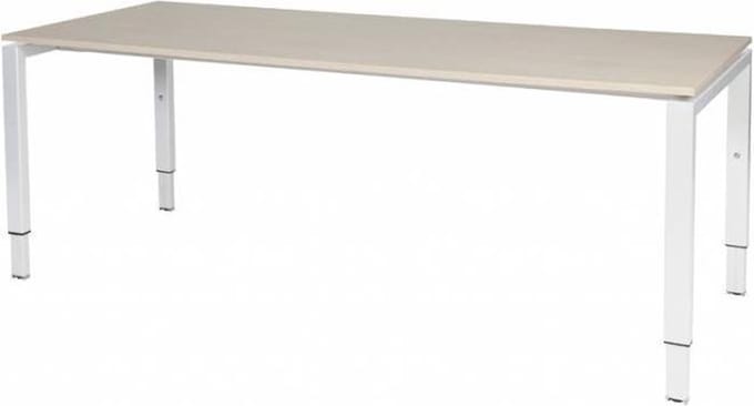 Verstelbaar Bureau - Domino 200x80 Eiken - wit frame