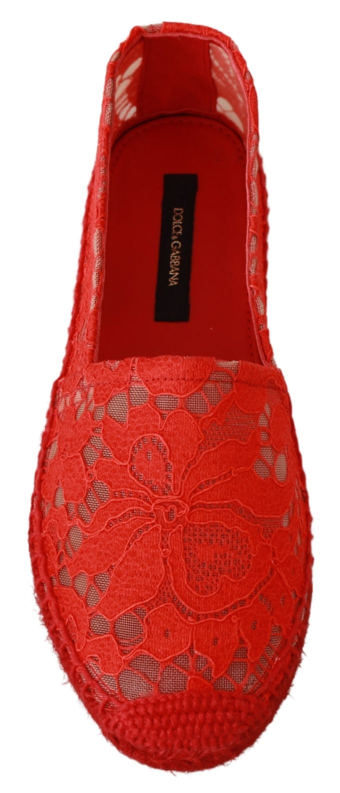 Dolce & Gabbana Rode Kant Katoenen Espadrilles Ballerina's
