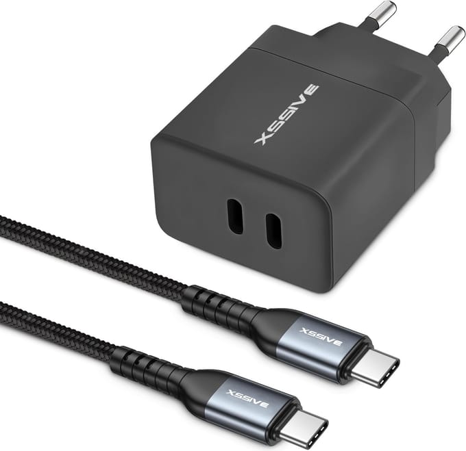 Dual USB-C Power Adapter 35W + USB C Kabel - Veilige Oplader - SafeGuard Chip