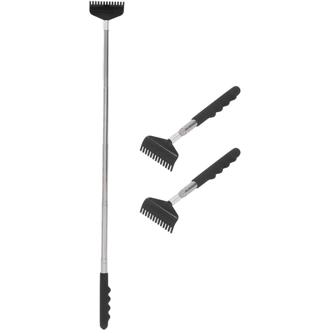 3 Pièces Gratte-dos Acier Inoxydable Portable Pression de Point Extensible Outil de Grattage du Dos gray