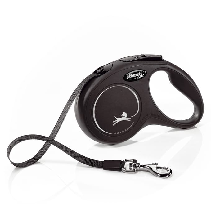 Flexi New Classic Tape - Hondenriem - Zwart - 5 m - <15 kg