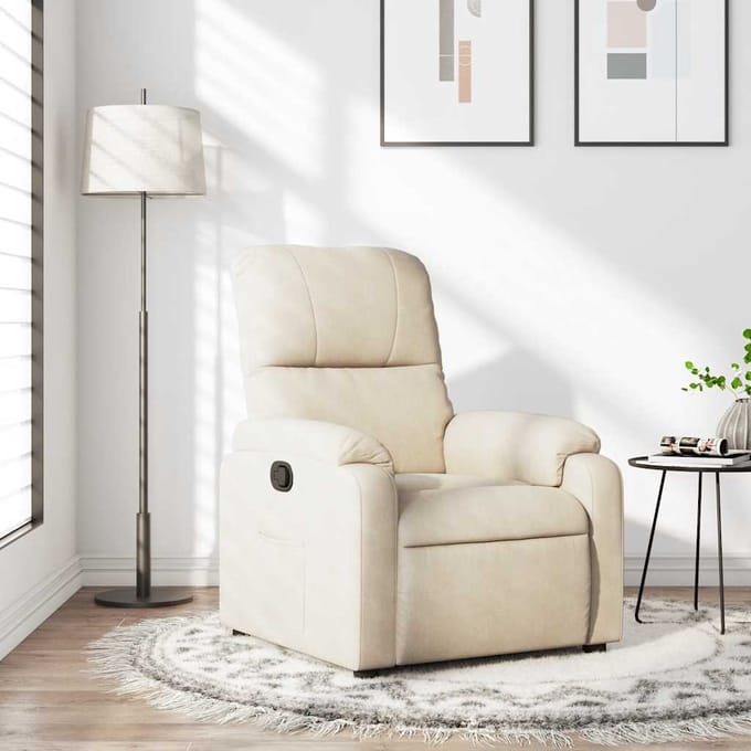 vidaXL - Fauteuil - verstelbaar - microvezelstof - beige