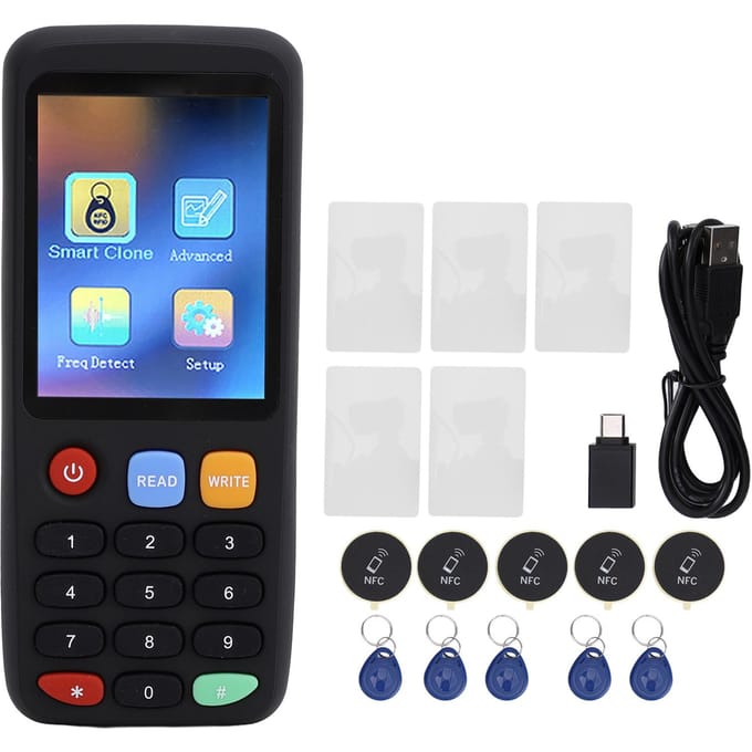 IC ID-kopiëren met 5 stuks IC NFC-kaarten 5 stuks ID-sleutelhangers Type C-interface 400 mAh-batterij Chinees en blue