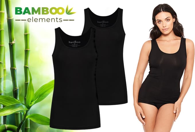 Bamboo Elements - Bamboe Hemden Dames - 2-pack - Zwart - Onderhemd Dames - Hemdjes Dames - Singlet Dames - t Shirt Dames