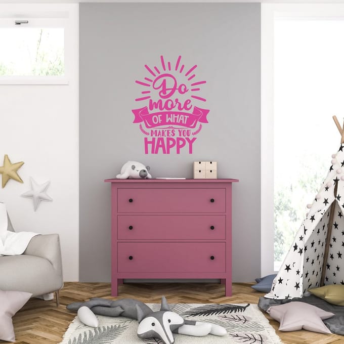 Muursticker - Do More Of What Makes You Happy - 40,6 x 51,1 - Roze