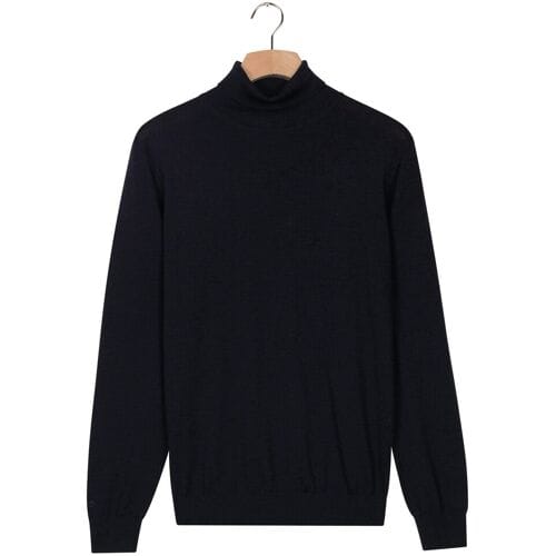 Thomas Maine Trui Merino Wool Rollneck Pullover Single Knit Navy / male