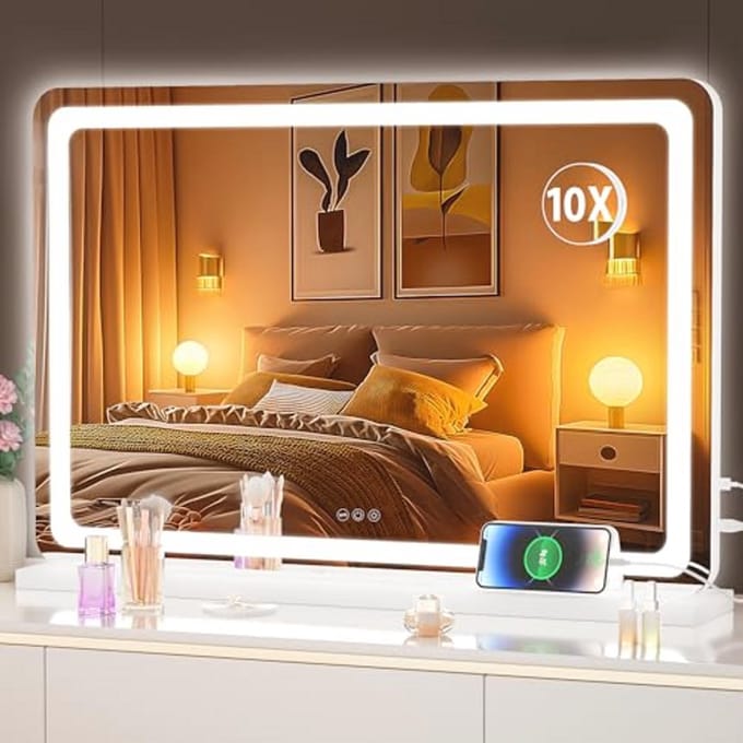 Verlichte Make-upspiegel 80 x 50 cm met Dimbare LED en Touchscreen Bediening