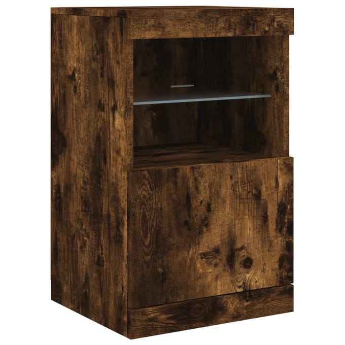 vidaXL - Dressoir - met - LED-verlichting - 41x37x67 - cm - gerookt - eikenkleurig