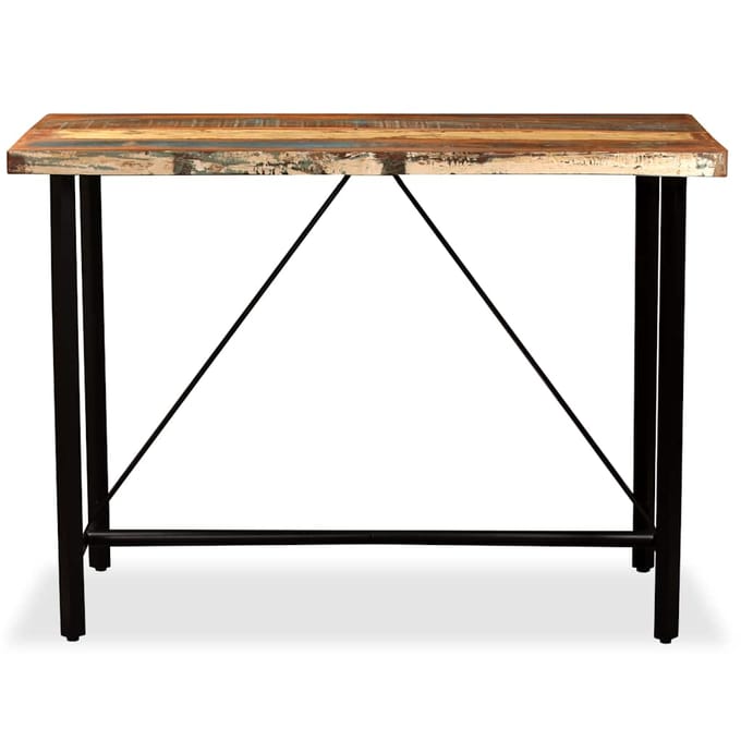vidaXL - Barset - massief - gerecycled - hout - en - echt - leer - 5-delig