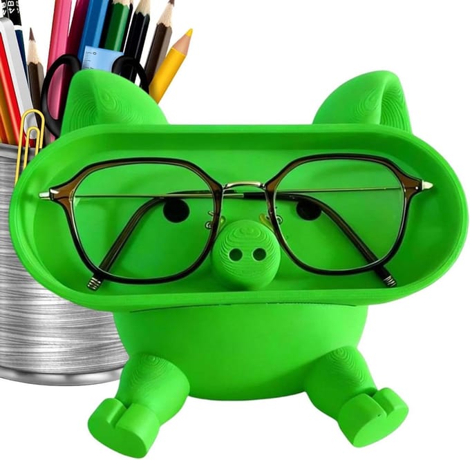 Leuke Brilhouder - Cartoon Dier - Bureau Decoratie - Dubbele Functie - 16.5x12cm - Groen