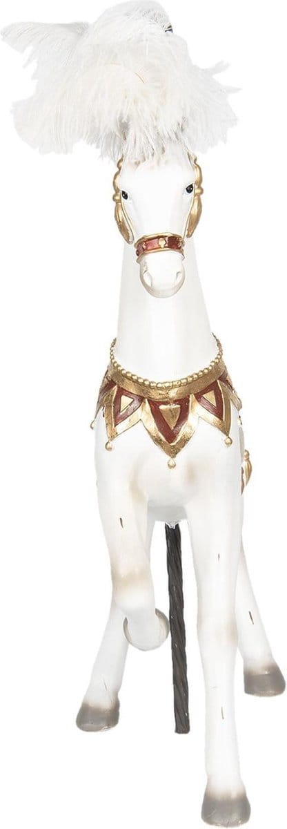 Clayre & Eef Beeld Paard 54 cm Wit Polyresin Woonaccessoires