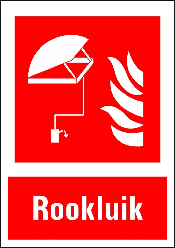 Rookluik sticker met tekst 210 x 297 mm