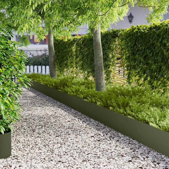 vidaXL - Gazonrand - 10 - st - 103 - x - 30 - cm - Staal - Olijfgroen