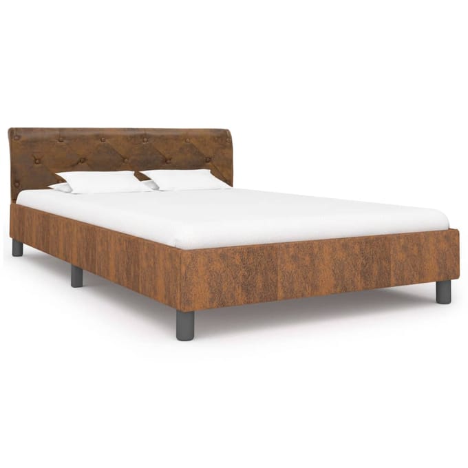 vidaXL - Bedframe - kunstsuède - bruin - 140x200 - cm